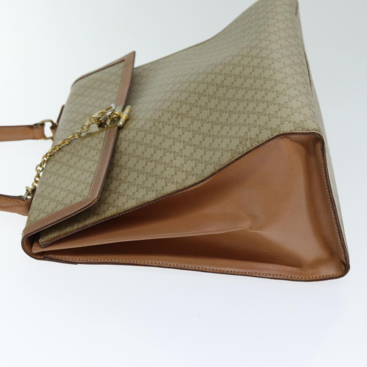 CELINE Macadam Canvas Hand Bag Beige Auth 80878