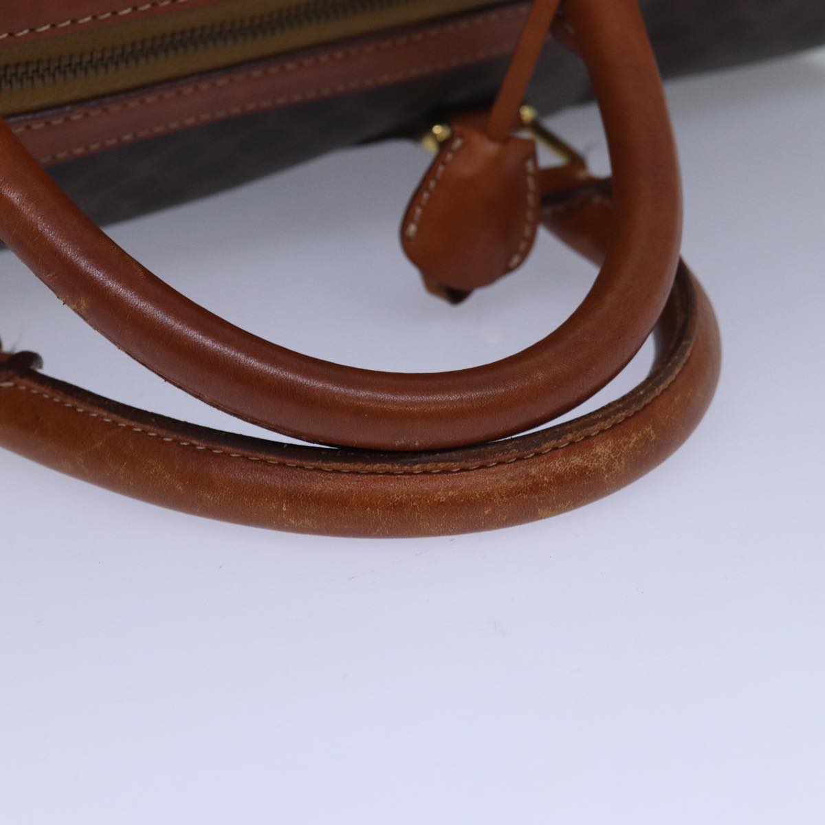 CELINE Macadam Canvas Boston Bag PVC Leather Brown Auth 80882