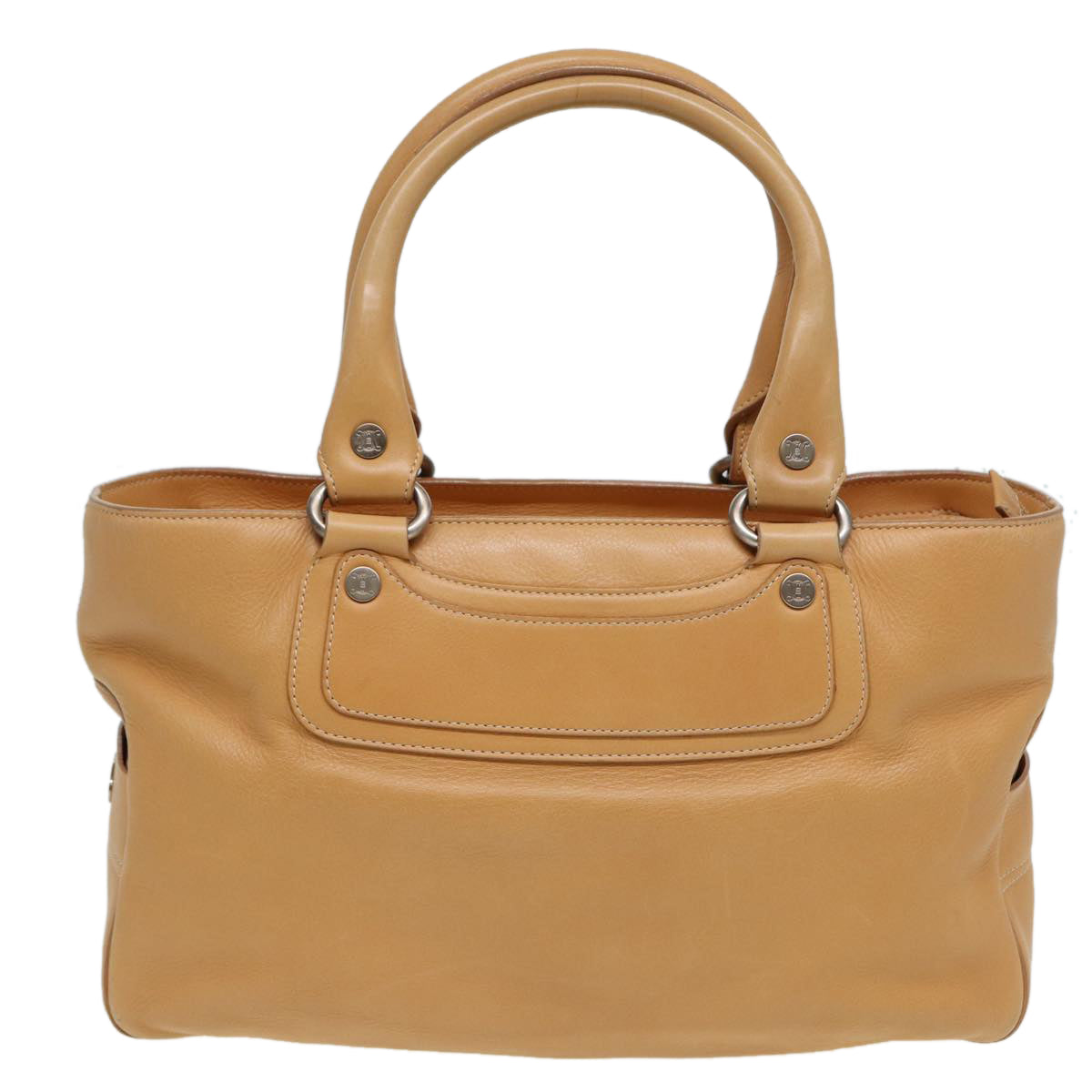 CELINE Hand Bag Leather Beige Auth 80885 - 0