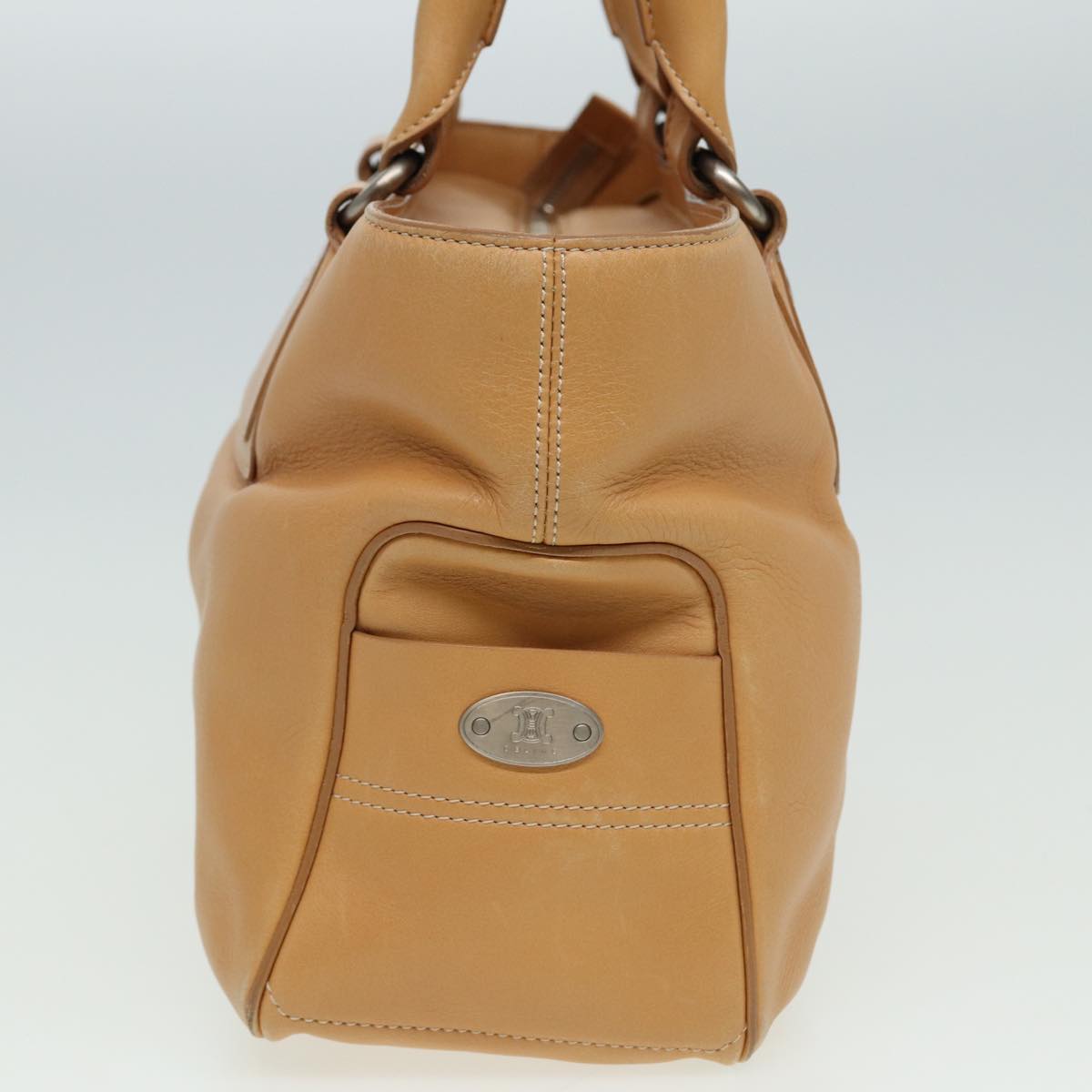 CELINE Hand Bag Leather Beige Auth 80885