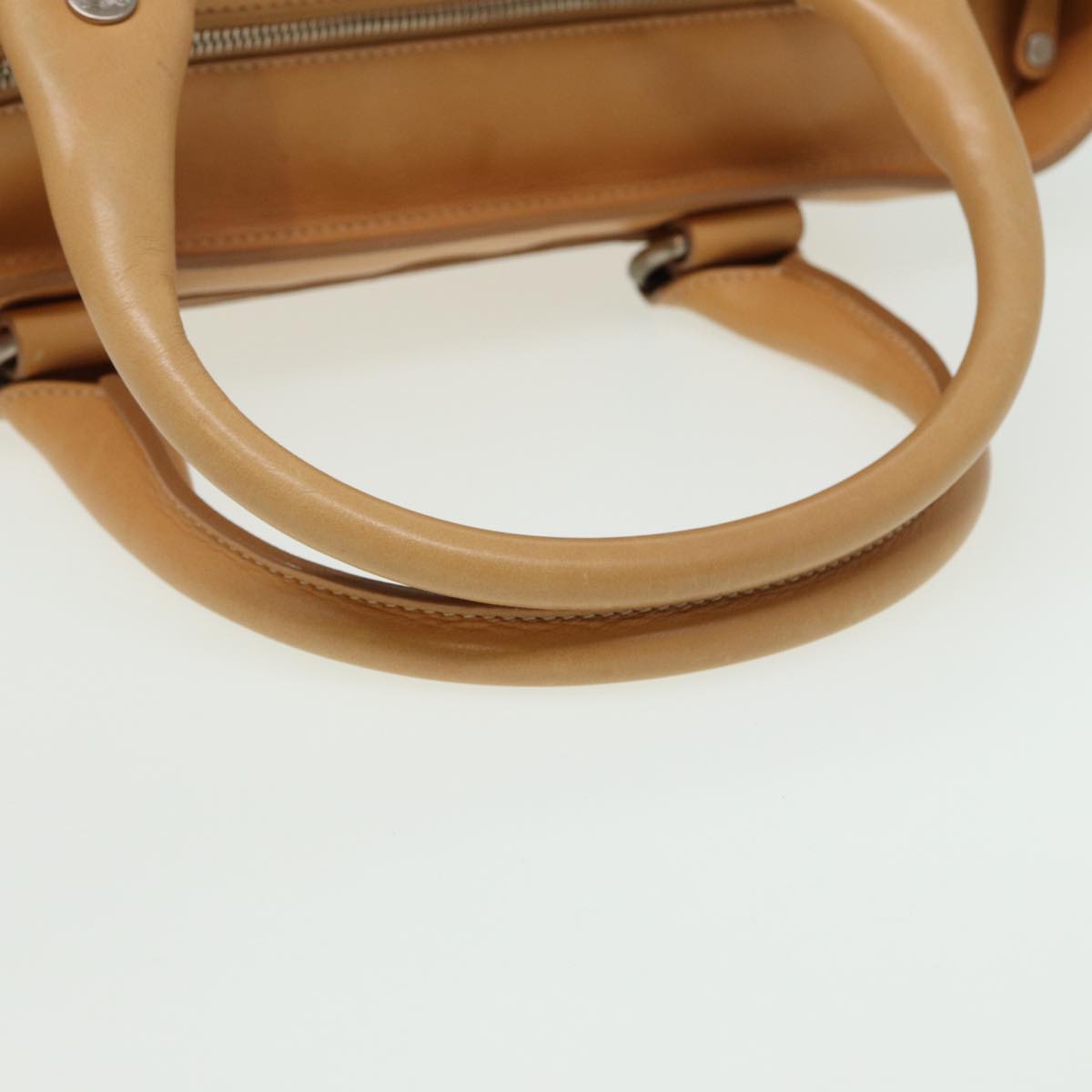 CELINE Hand Bag Leather Beige Auth 80885