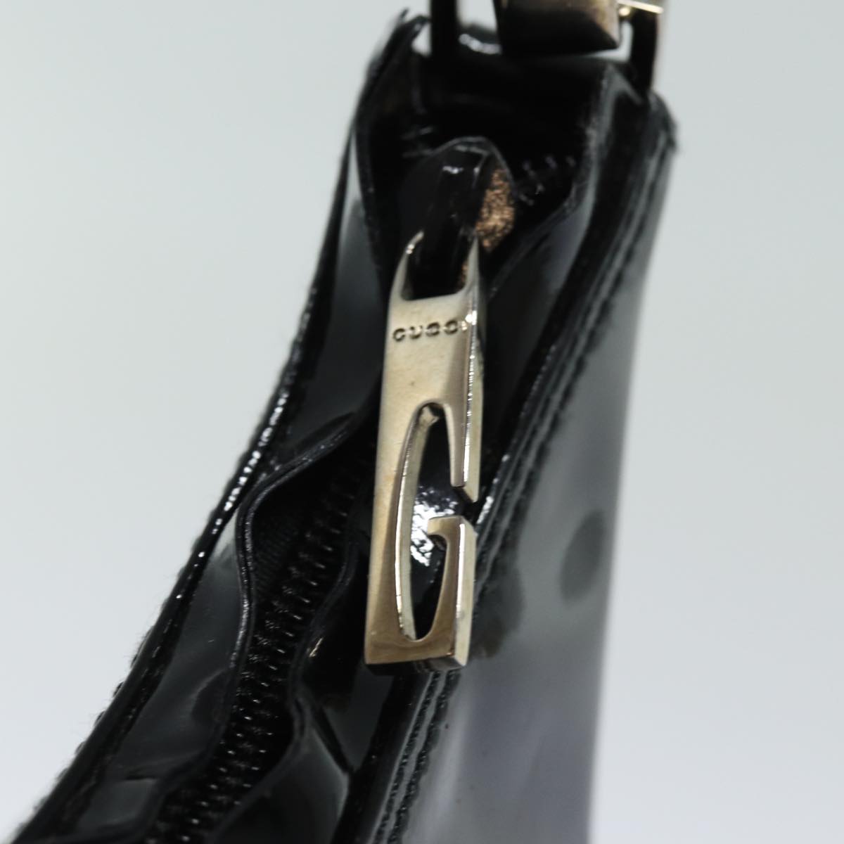 GUCCI Hand Bag Patent leather Black Auth 80889