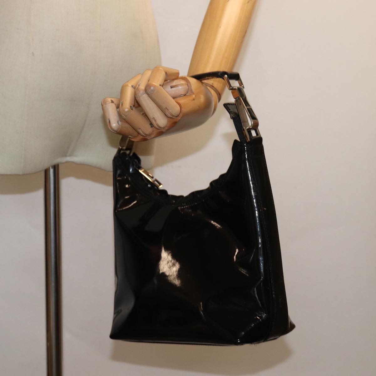 GUCCI Hand Bag Patent leather Black Auth 80889