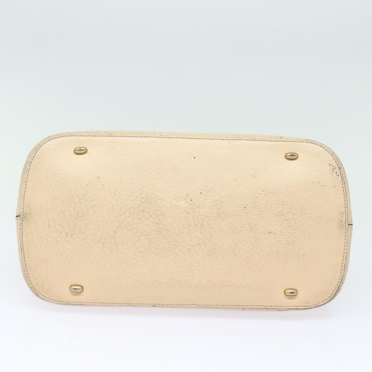 CELINE Hand Bag Leather Beige Auth 80891