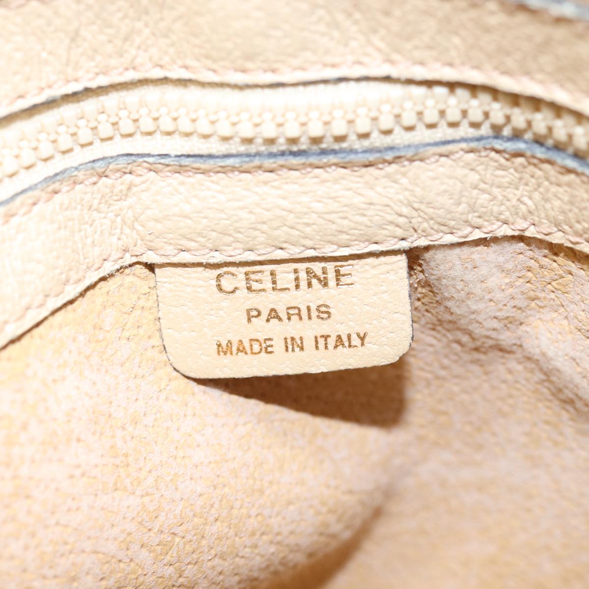 CELINE Hand Bag Leather Beige Auth 80891