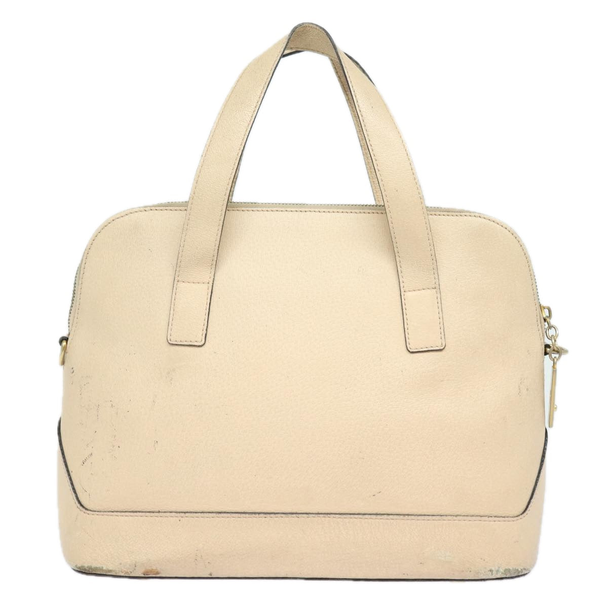 CELINE Hand Bag Leather Beige Auth 80891 - 0