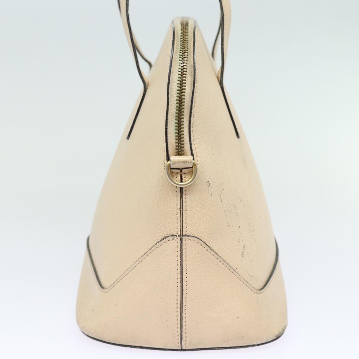 CELINE Hand Bag Leather Beige Auth 80891