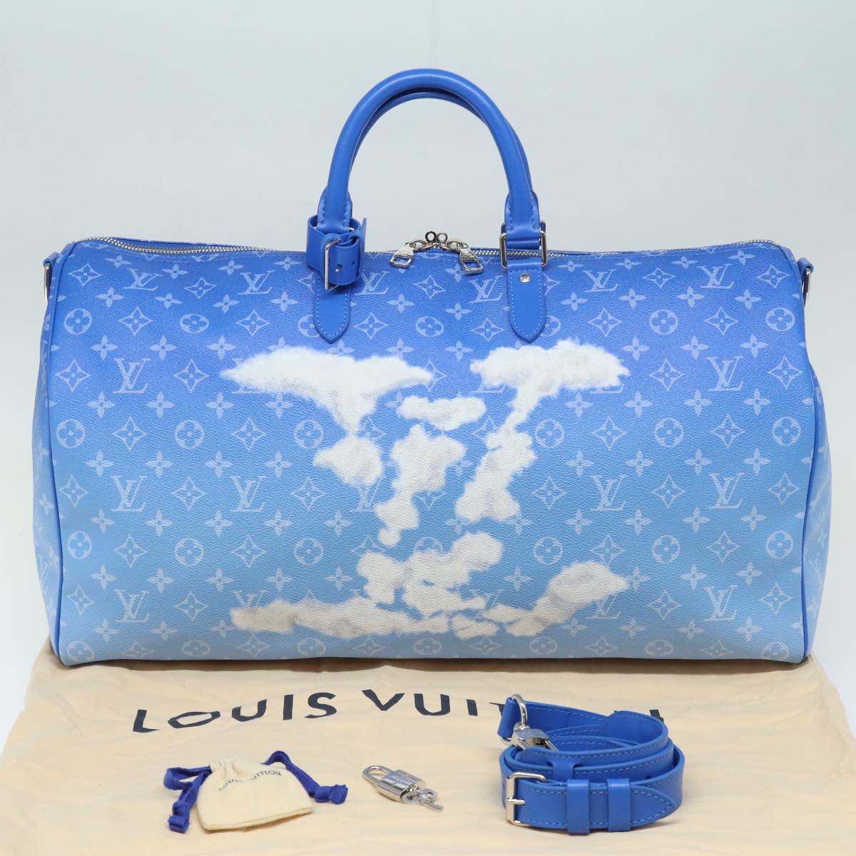 LOUIS VUITTON Monogram Clouds Keepall Bandouliere 50 Bag M45428 LV Auth 80910A