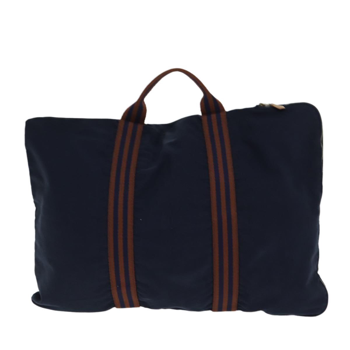 HERMES Fourre Tout Hand Bag Canvas Navy Brown Auth 80918 - 0