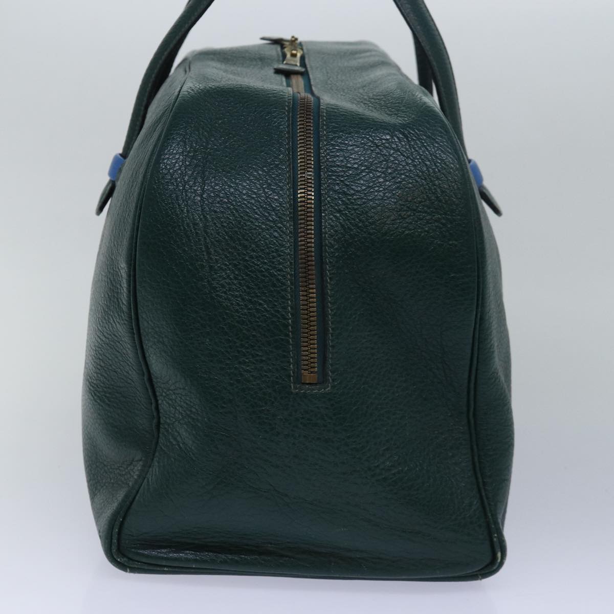 HERMES Gallop 50 Hand Bag Leather Green Auth 80925A