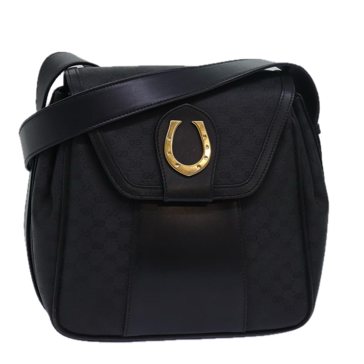 GUCCI Micro GG Supreme Shoulder Bag PVC Black Auth 80932