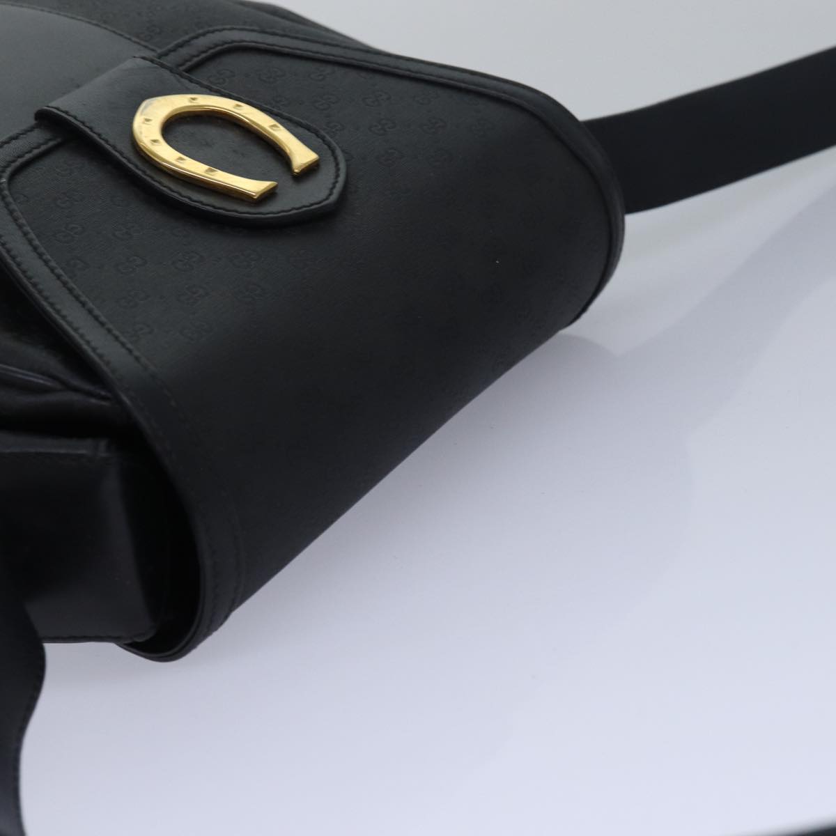 GUCCI Micro GG Supreme Shoulder Bag PVC Black Auth 80932