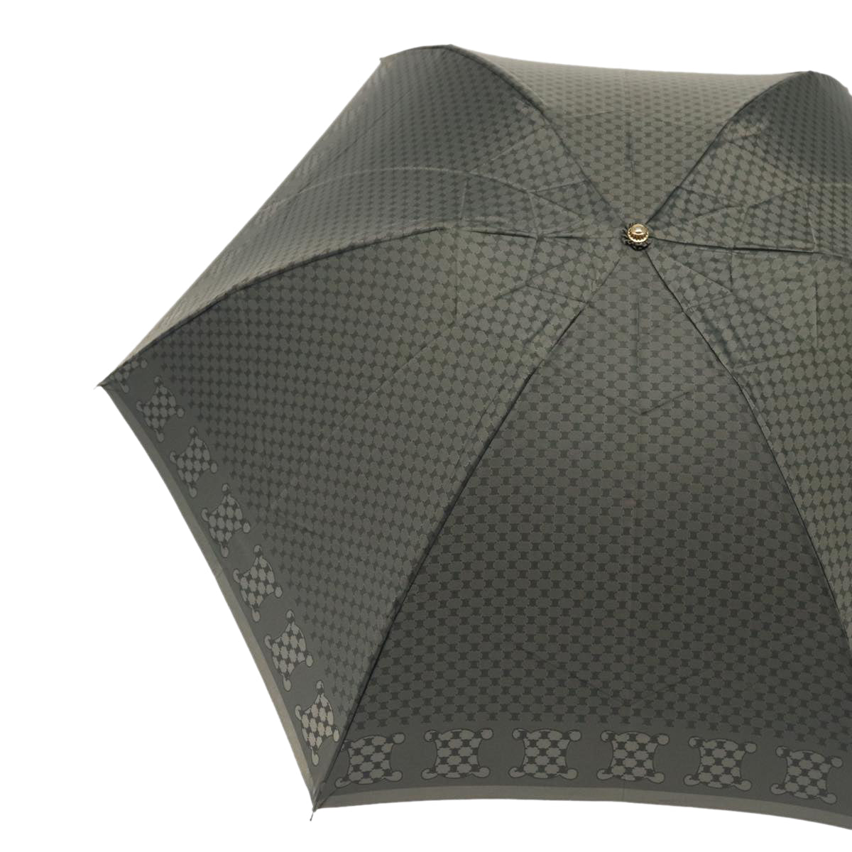 CELINE Macadam Canvas folding Umbrella Nylon Gray Auth 80934