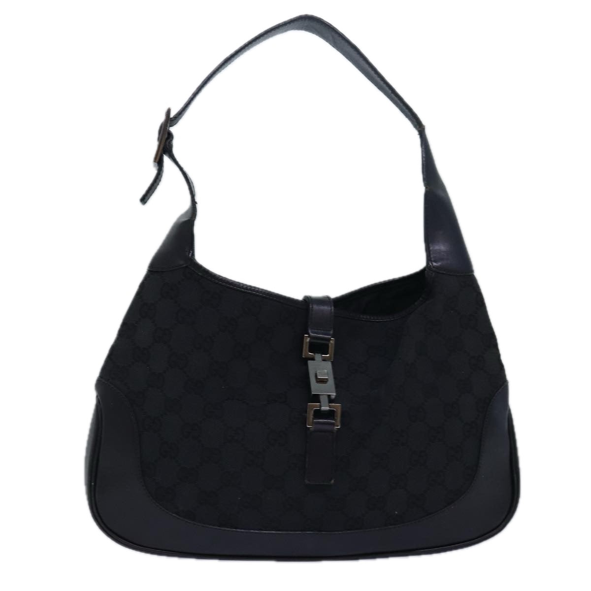 GUCCI GG Canvas Jackie Shoulder Bag Black 001 3306 Auth 80935