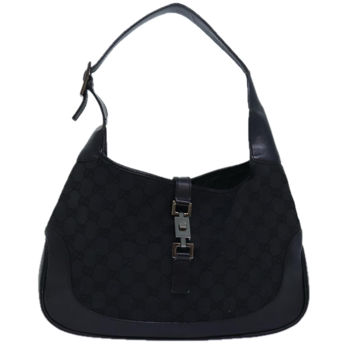 GUCCI GG Canvas Jackie Shoulder Bag Black 001 3306 Auth 80935 - 0