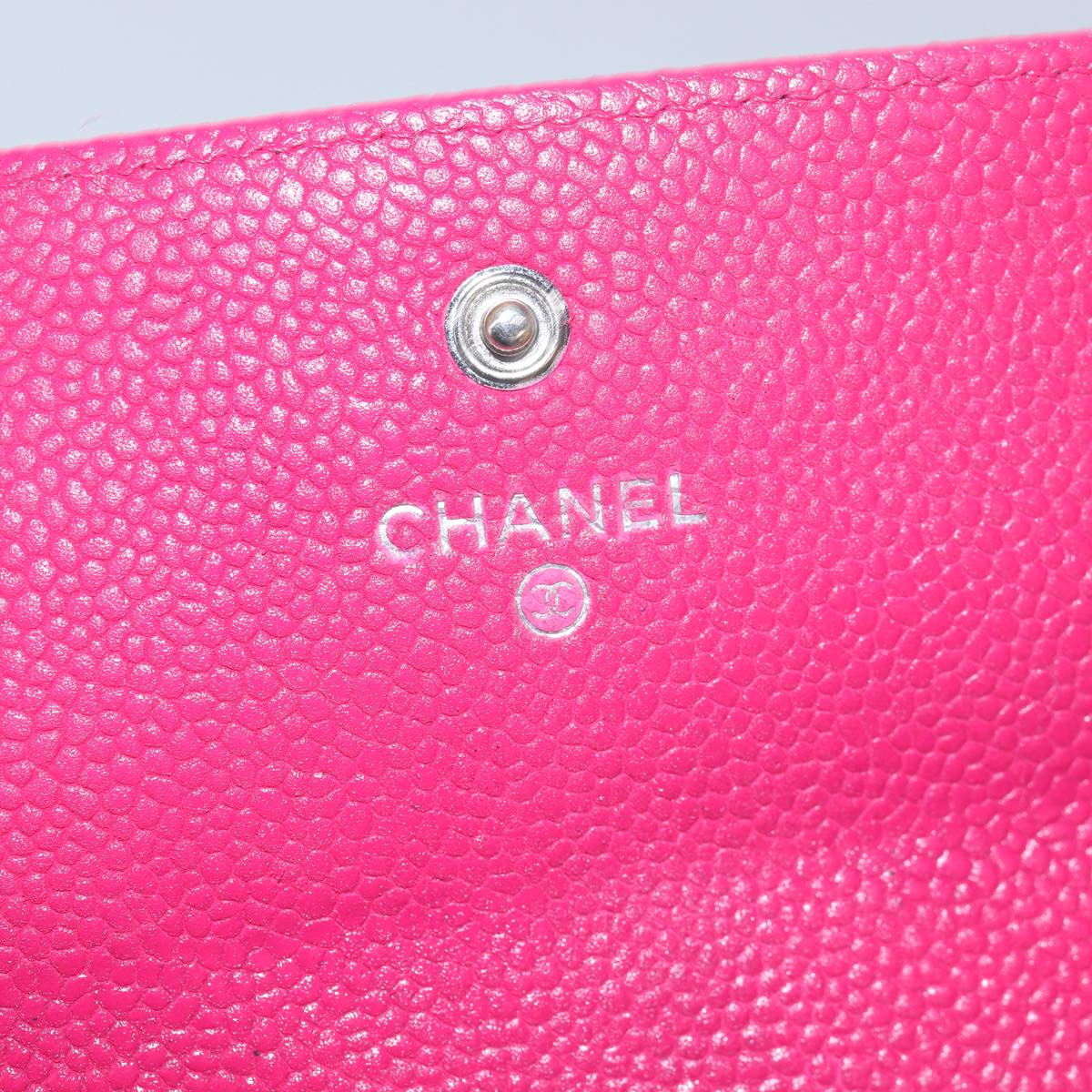 CHANEL Long Wallet Caviar Skin Pink CC Auth 80946