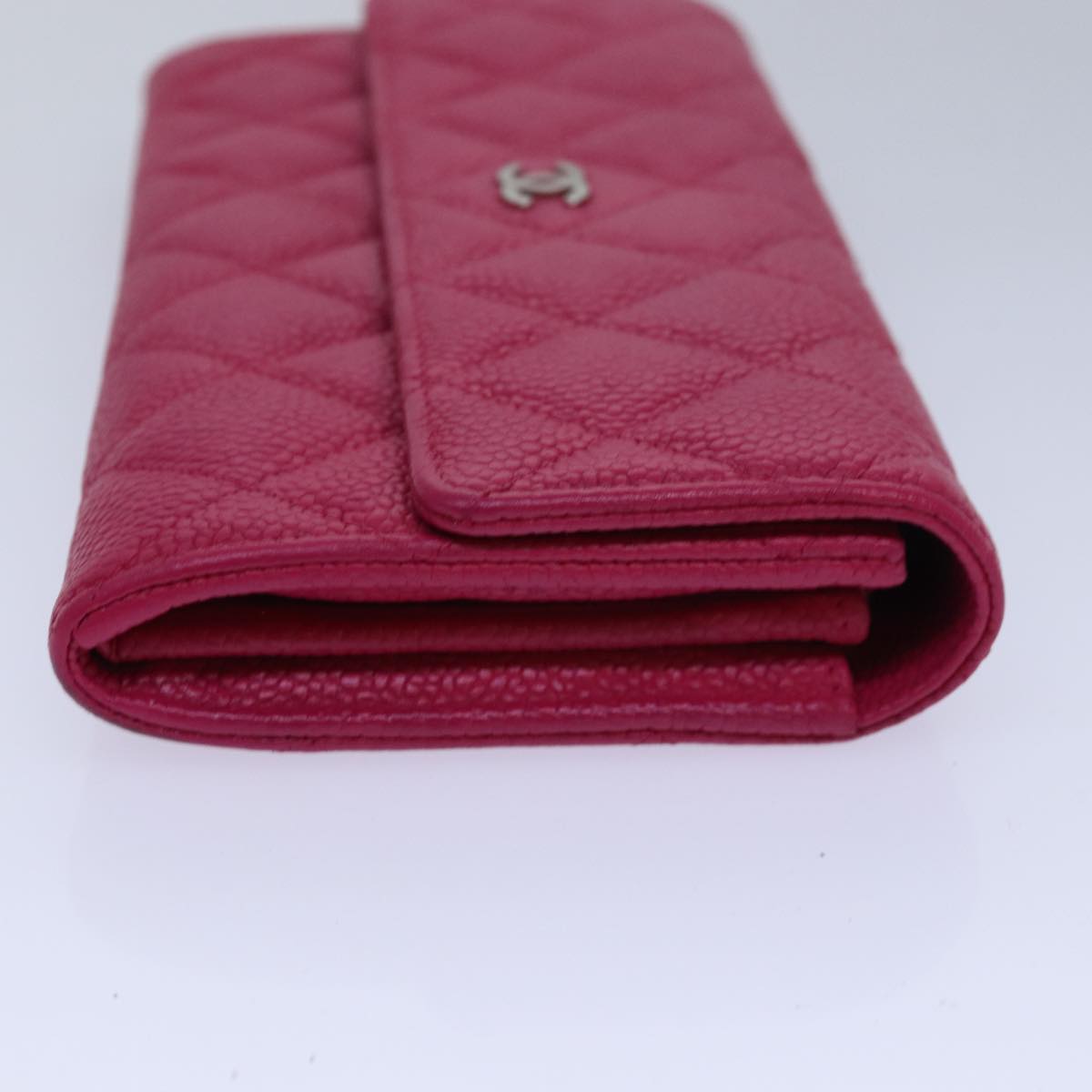 CHANEL Long Wallet Caviar Skin Pink CC Auth 80946