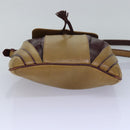 CARTIER Shoulder Bag Leather Beige Red Auth 80947-5