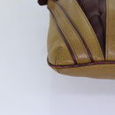 CARTIER Shoulder Bag Leather Beige Red Auth 80947-8