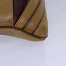 CARTIER Shoulder Bag Leather Beige Red Auth 80947-14