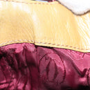 CARTIER Shoulder Bag Leather Beige Red Auth 80947-11