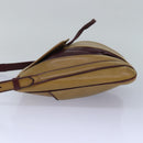 CARTIER Shoulder Bag Leather Beige Red Auth 80947-3