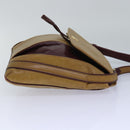 CARTIER Shoulder Bag Leather Beige Red Auth 80947-4