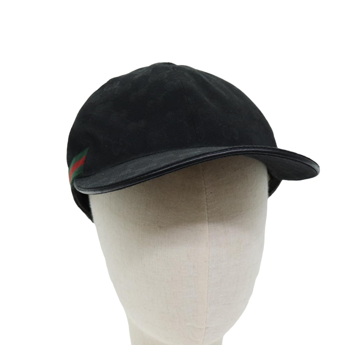 GUCCI GG Canvas Web Sherry Line Cap XL Black Red Green Auth 80948