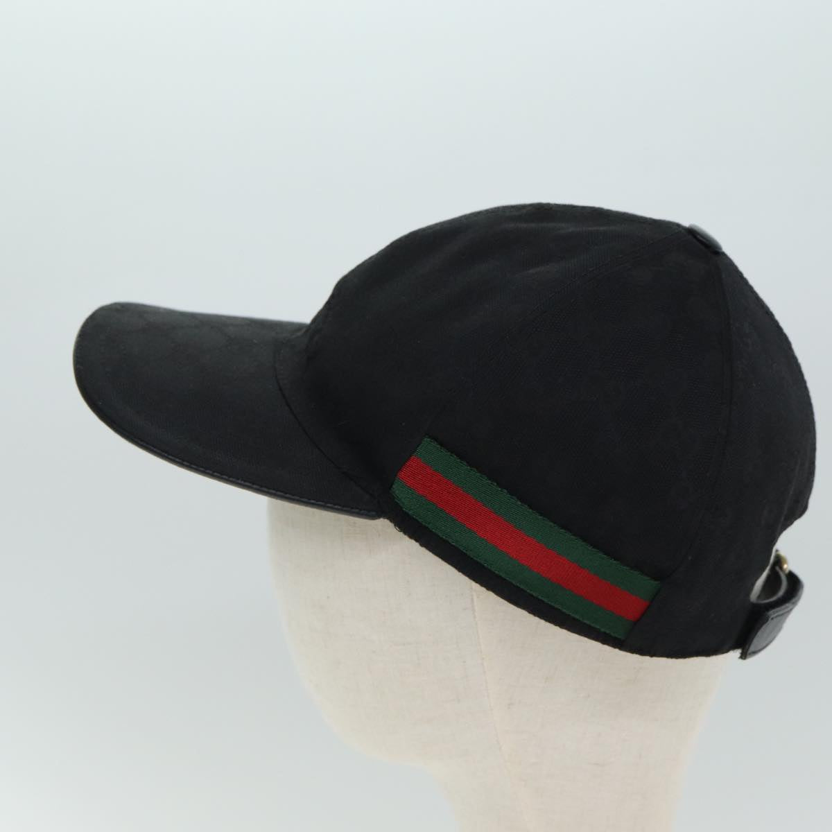 GUCCI GG Canvas Web Sherry Line Cap XL Black Red Green Auth 80948