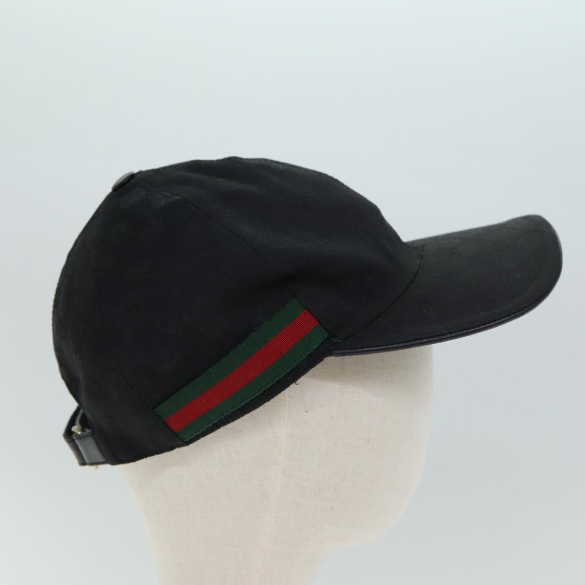 GUCCI GG Canvas Web Sherry Line Cap XL Black Red Green Auth 80948