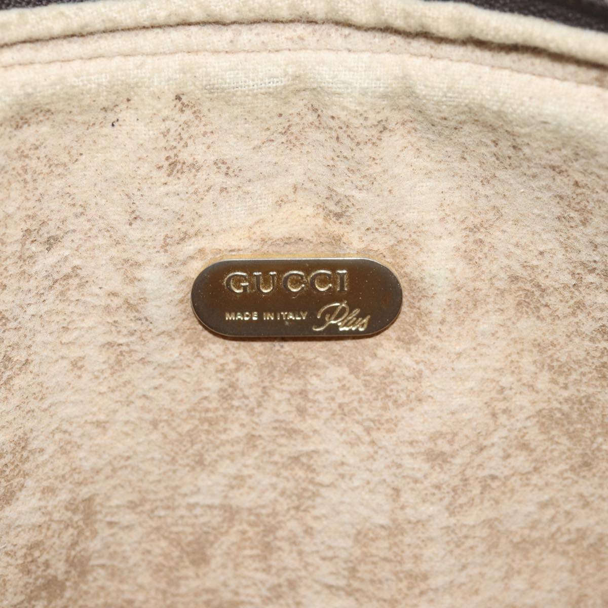 GUCCI GG Plus Supreme Clutch Bag PVC Beige Auth 80949