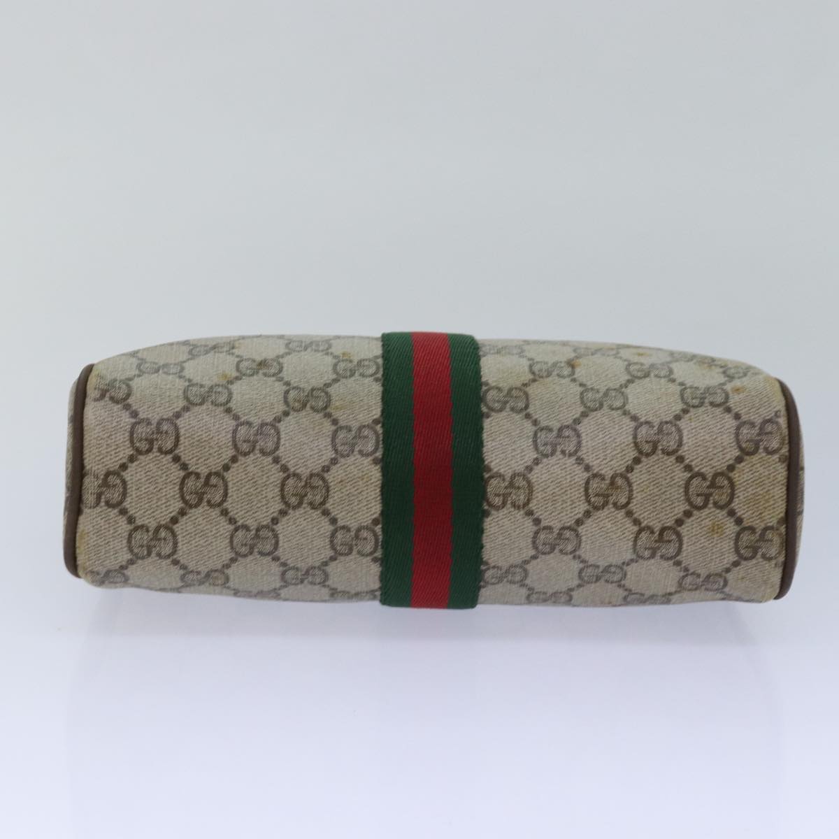 GUCCI GG Supreme Web Sherry Line Clutch Bag PVC Beige Red 89 01 012 Auth 80952