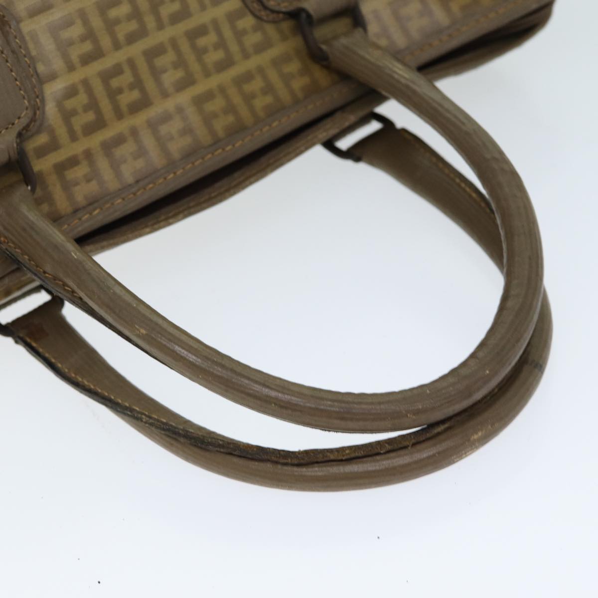 FENDI Zucchino Canvas Hand Bag Coated Canvas Beige Auth 80960