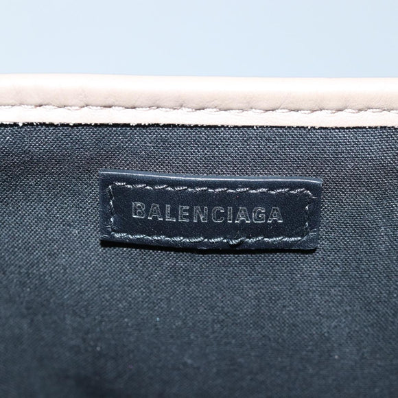 BALENCIAGA Navy Cabas Hand Bag Leather Gray 339933 Auth 80962M
