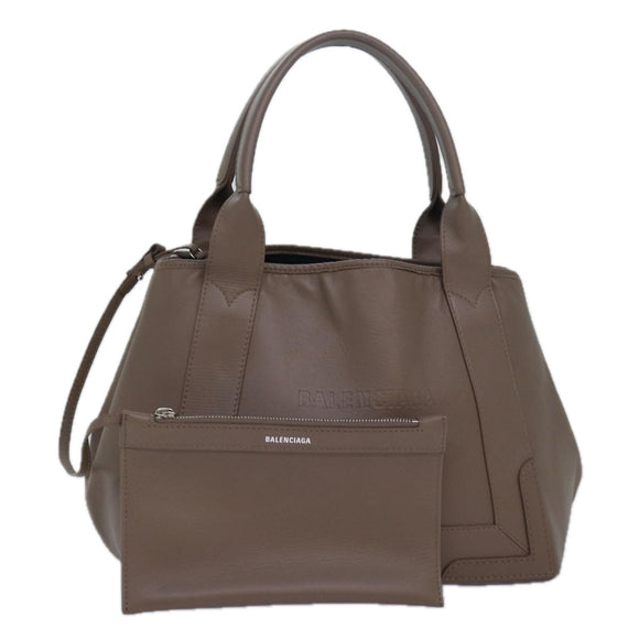 BALENCIAGA Navy Cabas Hand Bag Leather Gray 339933 Auth 80962M