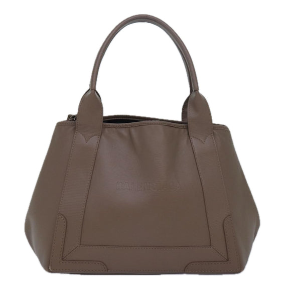 BALENCIAGA Navy Cabas Hand Bag Leather Gray 339933 Auth 80962M