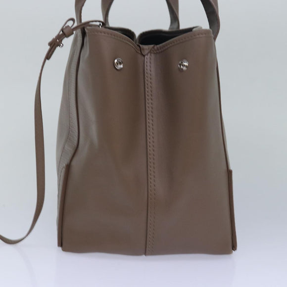 BALENCIAGA Navy Cabas Hand Bag Leather Gray 339933 Auth 80962M