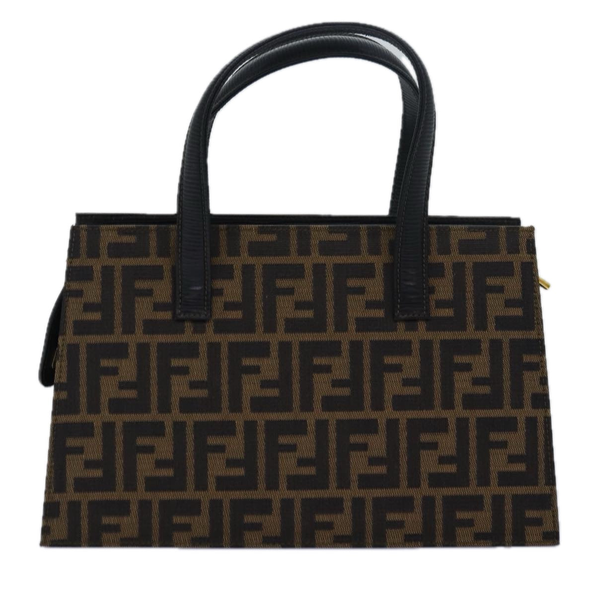 FENDI Zucca Canvas Hand Bag 2way Brown Black Auth 80963