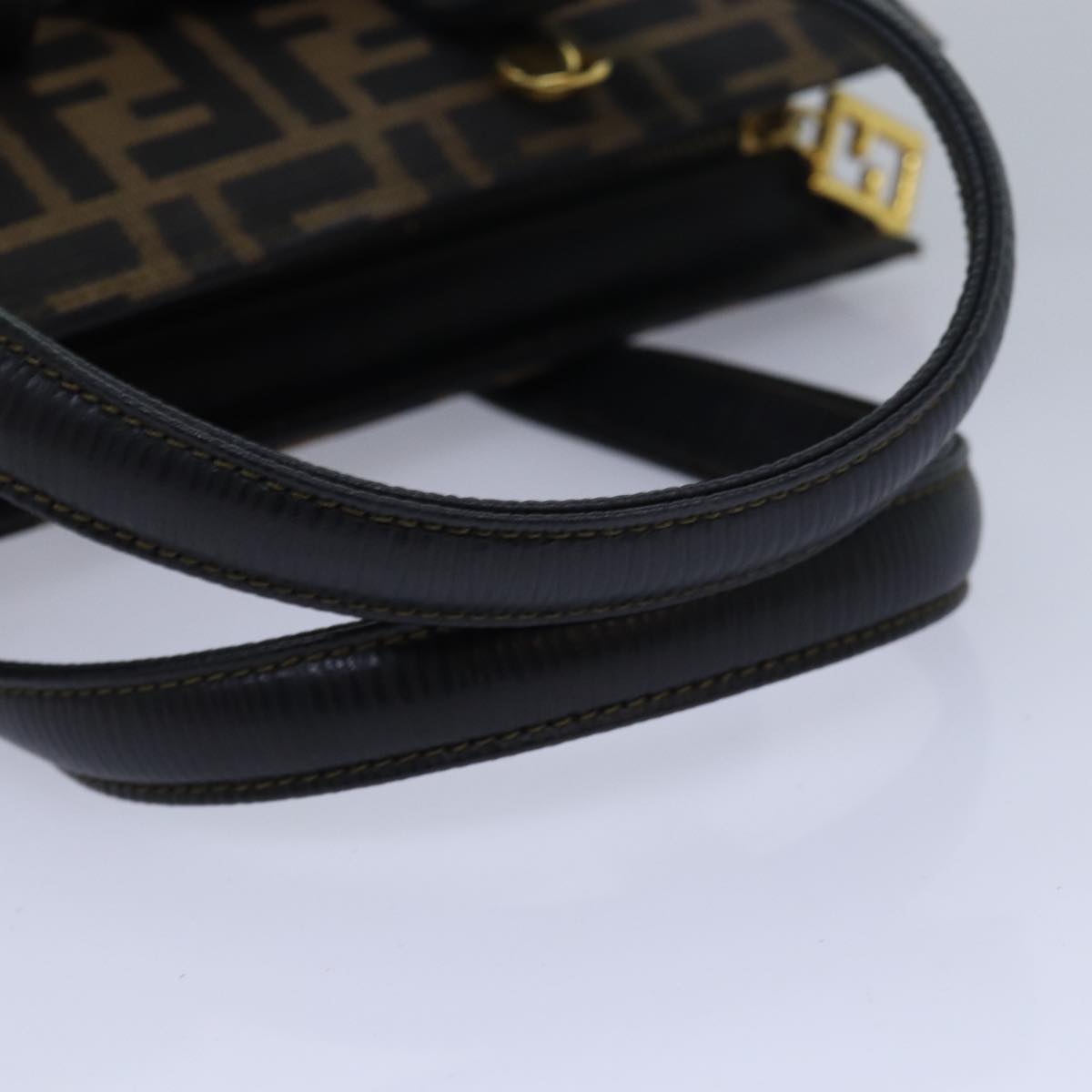 FENDI Zucca Canvas Hand Bag 2way Brown Black Auth 80963