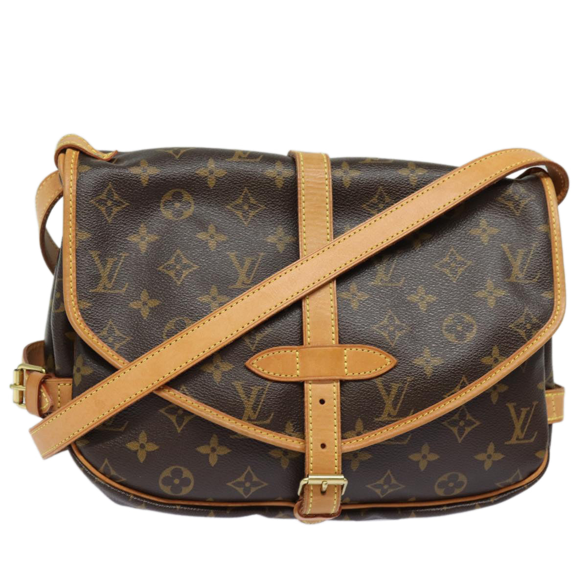 LOUIS VUITTON Monogram Saumur 30 Shoulder Bag M42256 LV Auth 80965A