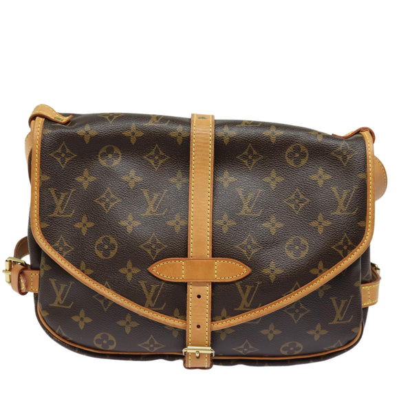 LOUIS VUITTON Monogram Saumur 30 Shoulder Bag M42256 LV Auth 80965A