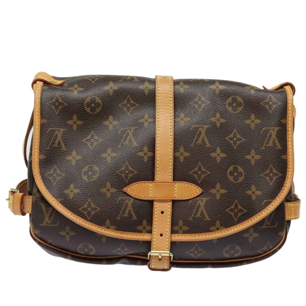 LOUIS VUITTON Monogram Saumur 30 Shoulder Bag M42256 LV Auth 80965A