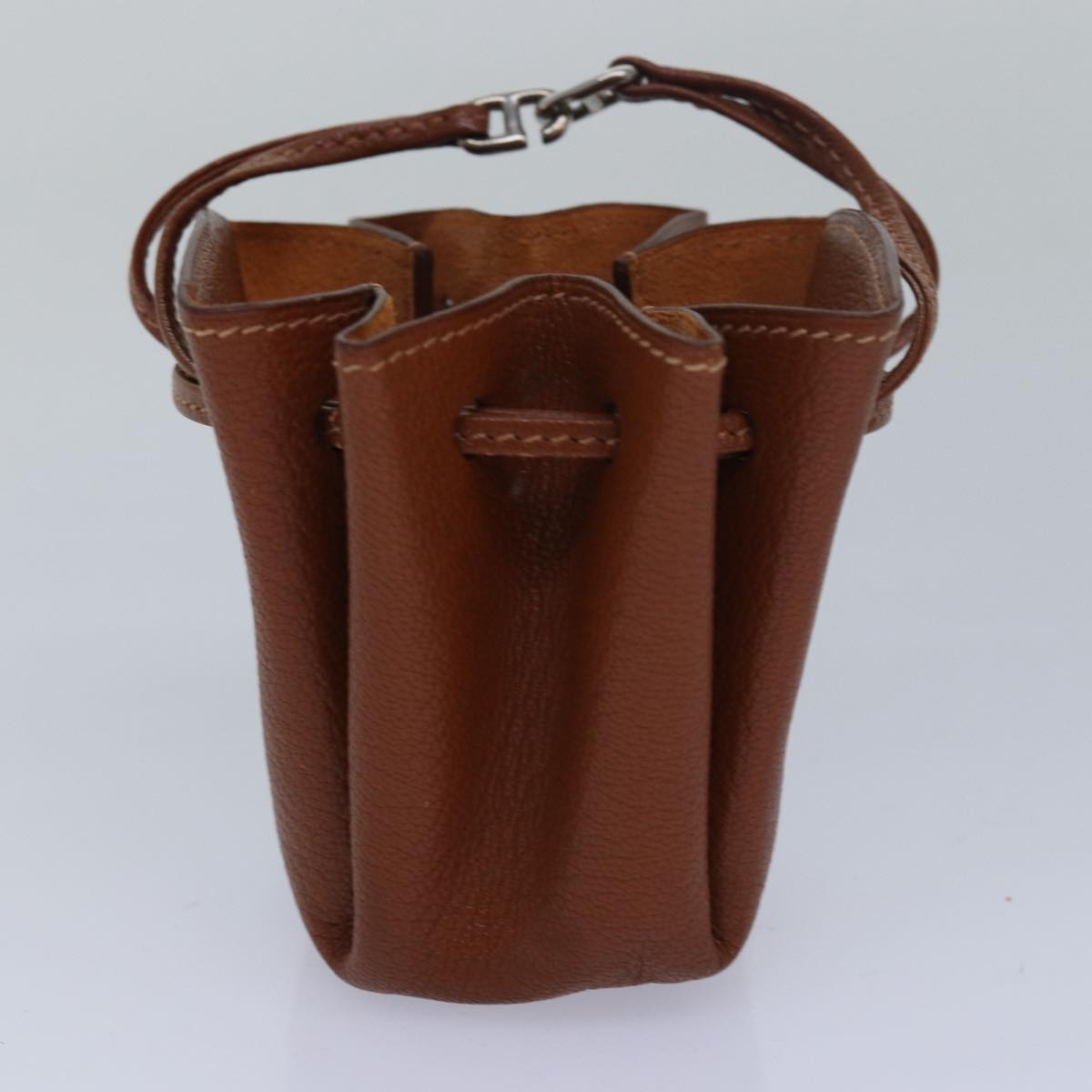 HERMES Vespa Pouch Leather Brown Auth 80982