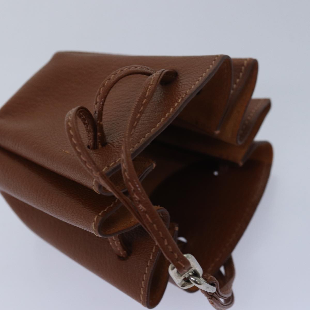 HERMES Vespa Pouch Leather Brown Auth 80982