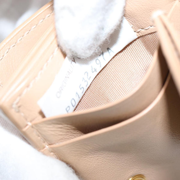 BOTTEGA VENETA INTRECCIATO Kompaktes Portemonnaie Leder Beige Auth 80983