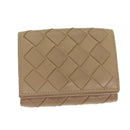 BOTTEGA VENETA INTRECCIATO Kompaktes Portemonnaie Leder Beige Auth 80983-1