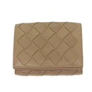 BOTTEGA VENETA INTRECCIATO Kompaktes Portemonnaie Leder Beige Auth 80983-13