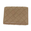BOTTEGA VENETA INTRECCIATO Compact Wallet Leather Beige Auth 80983-2
