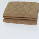 BOTTEGA VENETA INTRECCIATO Compact Wallet Leather Beige Auth 80983-6