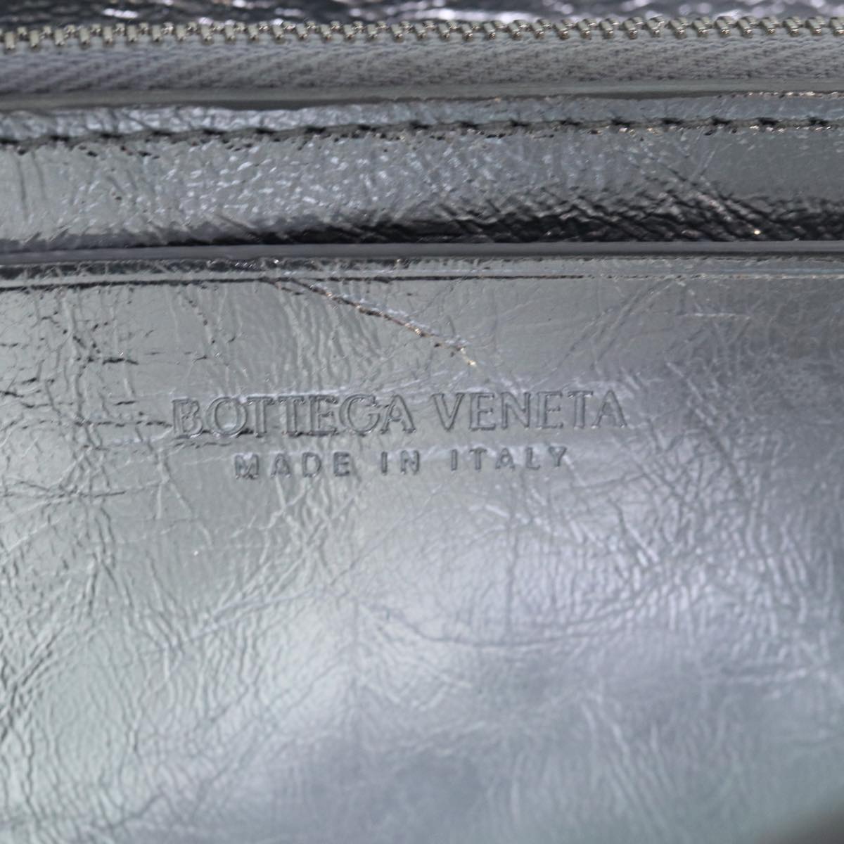 BOTTEGA VENETA INTRECCIATO Long Wallet Leather Silver tone Auth 80984